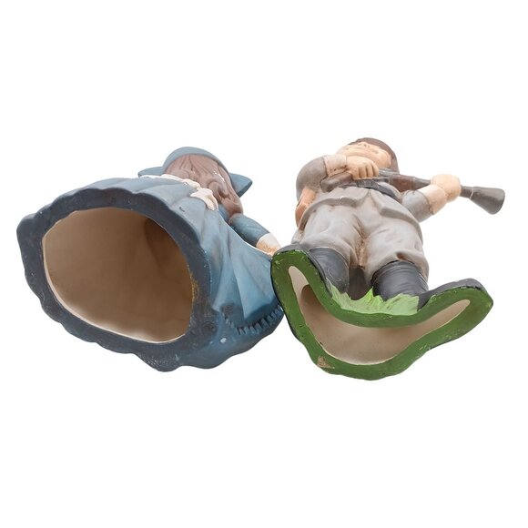 Vintage Colonial Boy & Girl Figurines, Studio Ceramic Pilgrim Pair - Picture 5 of 5